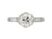front view Solitaire diamond engagement ring with diamond set shoulders