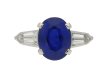 front view Natural 'Royal Blue' Burmese sapphire and diamond ring, circa 1950.