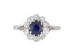 Antique sapphire and diamond coronet cluster ring, circa 1910.    