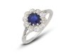 Antique sapphire and diamond coronet cluster ring, circa 1910.    
