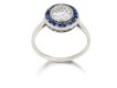 Edwardian diamond and sapphire target ring, English, circa 1915.