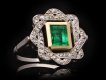 Antique emerald and diamond cluster ring, circa 1915. Hatton Garden