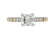 front view Antique Asscher cut diamond ring berganza hatton garden