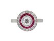 Antique diamond and ruby target ring, French, circa 1905.