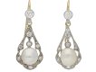 front view   Antique natural pearl and diamond earrings, circa 1905. berganza hatton garden