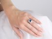 Mauboussin sapphire and diamond cluster ring, French, 1976.
