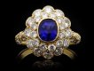 Mauboussin vintage sapphire and diamond cluster ring, French, circa 1970.