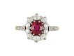 Antique Burmese ruby and diamond coronet cluster ring, English, circa 1905. 