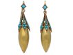 front view Antique turquoise drop earrings, circa 1870. berganza hatton garden 