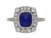 front view Burmese sapphire and diamond cluster ring, circa 1905. berganza hatton garden