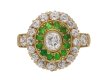 front view Antique diamond and demantoid garnet cluster ring, circa 1900. hatton garden berganza