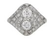 front view Two stone diamond cluster ring, circa 1920. berganza hatton garden 