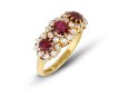 Edwardian ruby and diamond triple cluster ring, English, circa 1905.
