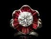 Oscar Heyman Brothers diamond and ruby cluster ring, American, circa 1970.