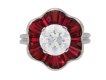 front view Diamond and ruby cluster ring by Oscar Heyman Brothers, circa 1970. berganza hatton garden