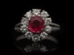 Burmese ruby and diamond cluster ring, circa 1970.  Hatton Garden