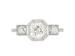 Art Deco diamond three stone ring, English, circa 1930.