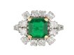 Vintage Colombian emerald and diamond cluster ring, French, circa 1960.