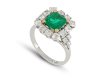 Vintage Colombian emerald and diamond cluster ring, French, circa 1960.