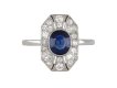 Sapphire and diamond cluster ring, Austrian, circa 1925.