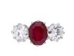 Burmese ruby and diamond three stone ring hatton garden