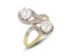 Belle Époque diamond two stone crossover ring, French, circa 1905. 
