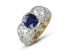 Antique sapphire and diamond three stone ring, English, circa 1920.