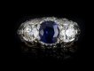 Antique sapphire and diamond three stone ring, English, circa 1920.