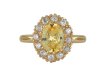 Yellow Ceylon sapphire and diamond coronet cluster ring, circa 1900.