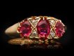 Victorian ruby and diamond seven stone ring, English, 1900. Hatton Garden