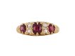 Edwardian ruby and diamond carved ring, English. hatton garden