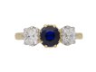 Burmese sapphire diamond three stone ring berganza hatton garden