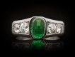 Art Deco cabochon Colombian emerald and diamond ring, French, circa 1930.