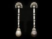 Vintage natural pearl and diamond earrings, American, circa 1950.