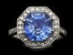 Ceylon sapphire and diamond coronet cluster ring, circa 1950.