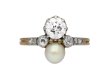 Edwardian diamond and pearl two stone ring berganza hatton garden