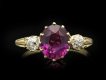 Pink Ceylon sapphire and diamond three stone ring hatton garden