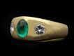 Vintage Colombian emerald diamond three stone ring hatton garden