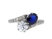 Royal Blue Burmese sapphire diamond crossover ring hatton garden