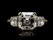 Asscher cut diamond flanked solitaire ring hatton garden