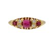 E & F Bauer ruby and diamond three stone ring hatton garden