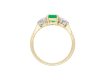 colombian emerald and diamond three stone ring. hatton garden.