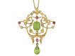 Peridot, pearl and tourmaline pendant hatton garden