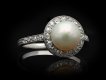 Natural saltwater pearl and diamond cluster ring hatton garden