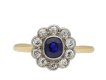 sapphire and diamond coronet cluster ring, circa 1940. Hatton Garden 