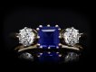 Kashmir sapphire and diamond three stone ring hatton garden