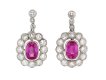 Burmese Pink Sapphire and Diamond Cluster Earrings hatton garden