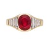 Burmese ruby and diamond flank solitaire ring, circa 1950. Hatton Garden