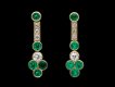 Colombian emerald and diamond drop earrings, circa 1980. Hatton Garden