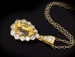 Yellow Ceylon sapphire and diamond pendant hatton garden